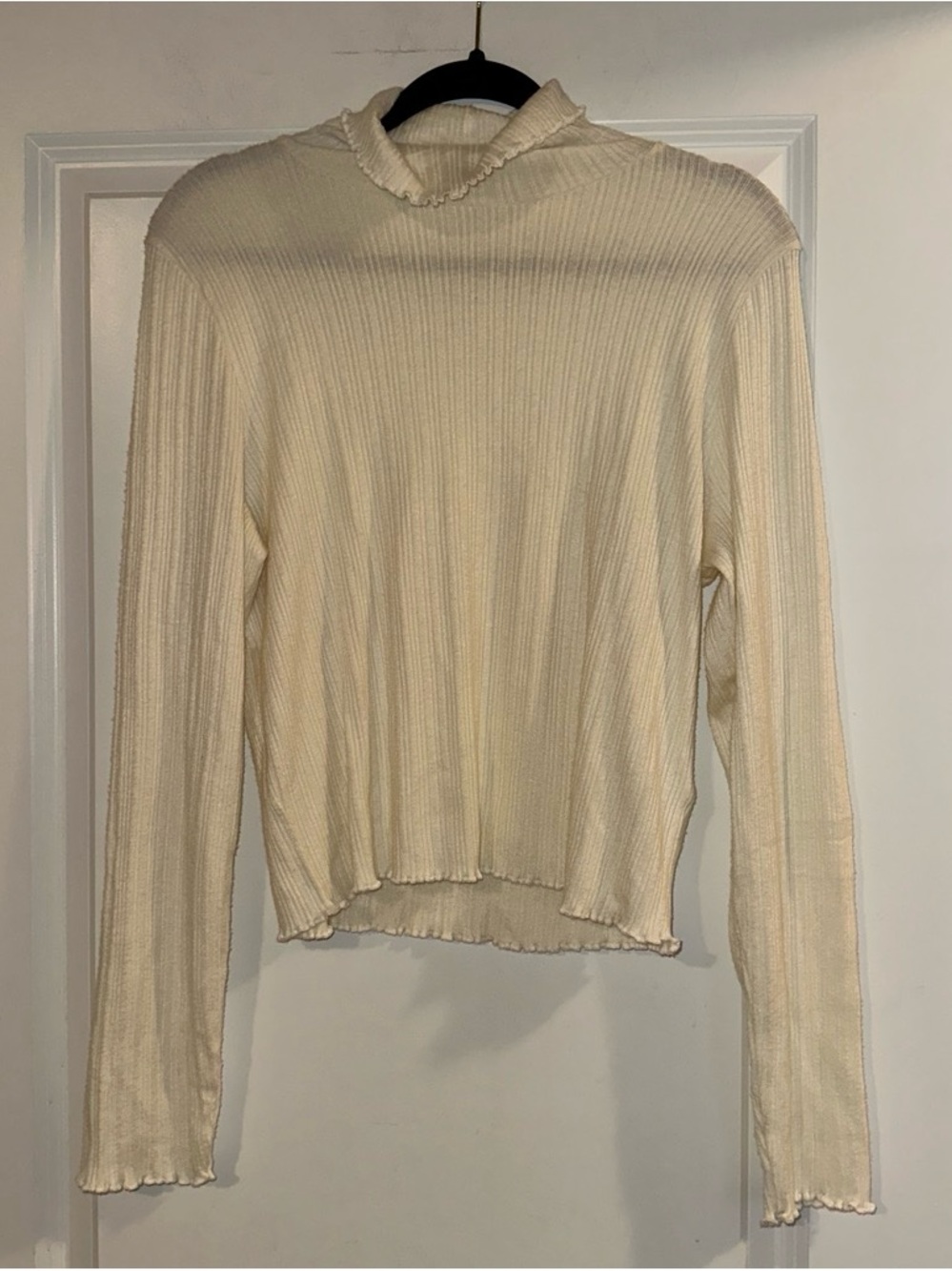 Madewell Cream Ribbed Long-Sleeve Turtleneck
